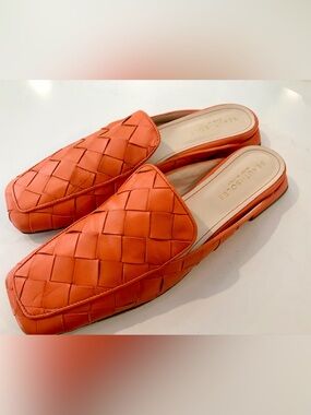 Beautisoles Italian made Orange Woven Leather Mule